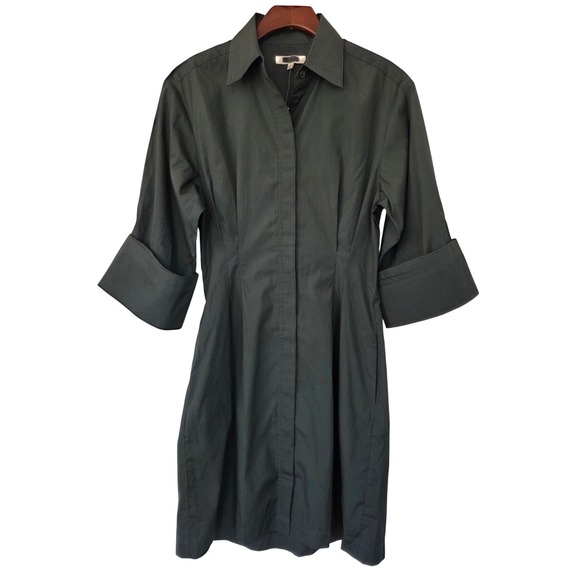 Madewell Dresses & Skirts - Madewell Tucked Mini Shirtdress Cinched Waist Womens 0 Dark Green NWT $138 NW416